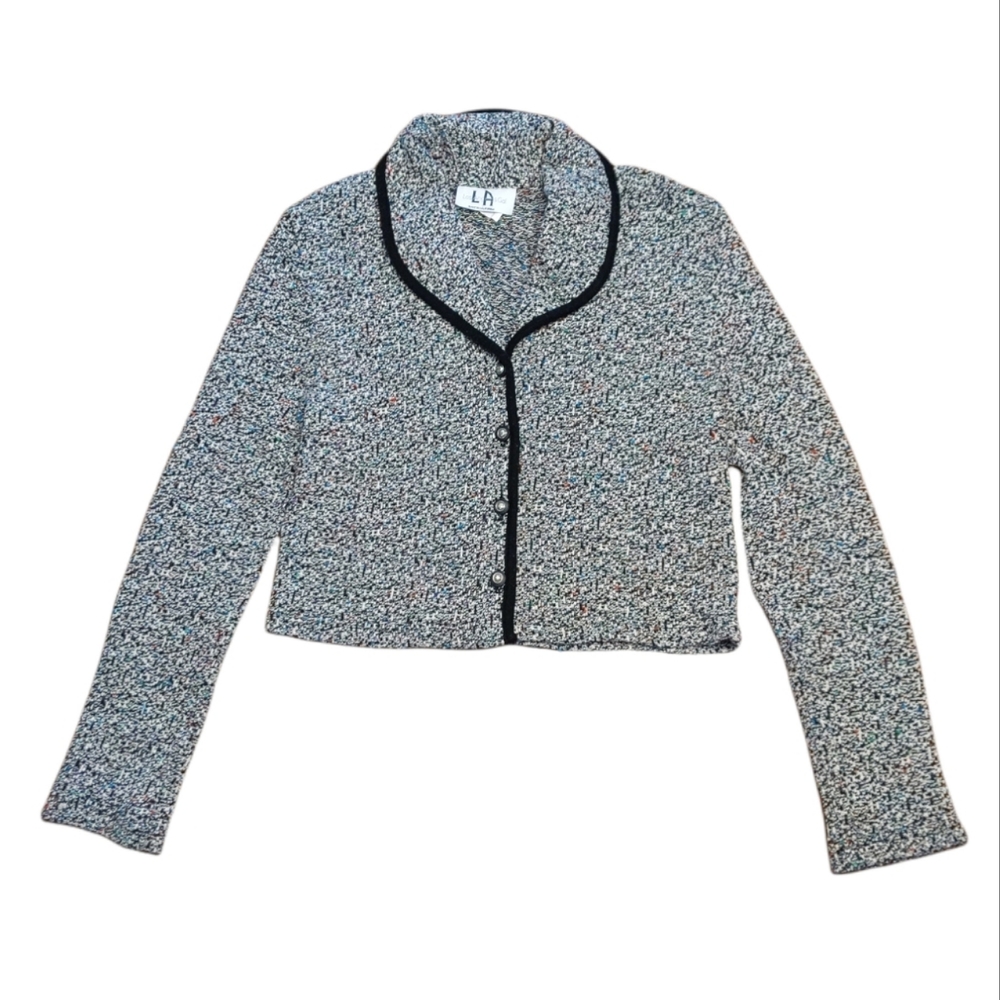 Vintage Cropped Sweater Jacket 10 Los Angeles Gal Speckled